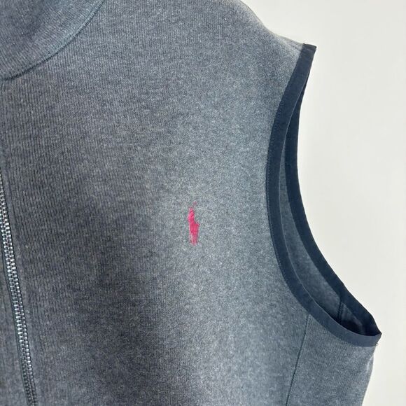 Polo Ralph Lauren Vest 100% Cotton Mens XXL dark Gray Performance Full Zip up - Picture 2 of 8